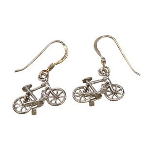 925 Sterling Silver Bicycle Dangle Earrings